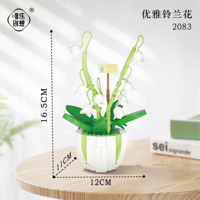 Weile Creative Small Particle Flower Bundle Potted Building Blocks Flower Room Diary Desktop Ornaments Gift Assembled Building Blocks Toy Batch - Image 1